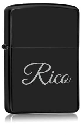 Feuerzeug Schwarz mit Namen - Rico