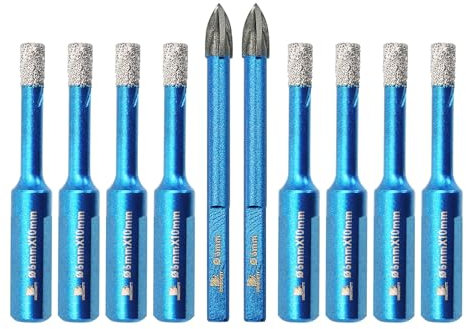 Diamantbohrer Fliesenbohrer Set - BRSCHNITT 6mm Diamant Bohrkrone - Lochsäge für Keramik,Granit,Porzellan,Fliesen,Feinsteinzeug,Mauerwerk, Marmor,Mauerwerk 10 Stück.