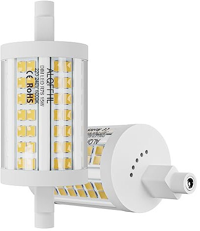R7S LED Lampen 78mm Dimmbar 15W, Doppelendige J Typ Flutlichter (150W Halogenstab T3 äquivalent), 6000K 2000Lm, LED Leuchtmittel Stablampe, Wände Sicherheit Böden Glühbirnen, 2er-Pack (Kaltes Weiß)