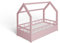 ms factory Hausbett mit Matratze Kinderbett 70x140 cm mit Rausfallschutz und Lattenrost - Einzelbett aus Kiefernholz für Mädchen und Junge - Rosa
