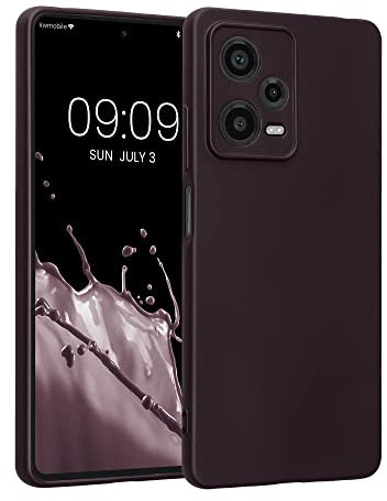 kwmobile Handyhülle kompatibel mit Xiaomi Redmi Note 12 Pro 5G Hülle - weiche Silikon Case metallisch schimmernd in Metallic Brombeere
