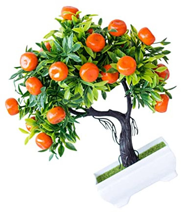 Cabilock Künstlicher Obstbaum Künstlicher Bonsai Geldbaum Bonsai Simulierter Obstbaum Bonsai Indoor Bonsai Baumsimulation Orangenbaum Bonsai Desktop Schmuck Grüne Pflanzen Gefälschte