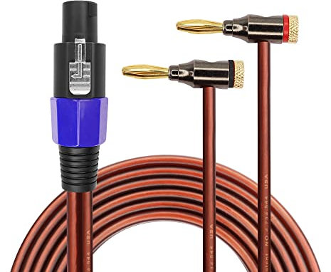 GINTOOYUN Banana Plug to Speakon Cable Double Banana Plug to Speakon Male Speaker Cable for Loudspeakers,Power Amplifiers,Stage Monitors,etc(6.5 FT)