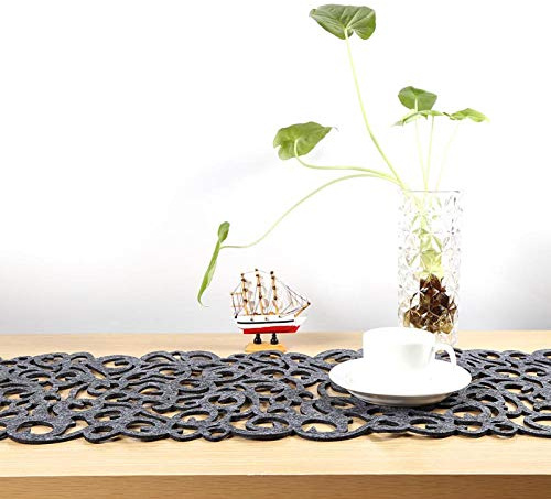Tischdecke, Filz, Tischmatte, Tischunterlage, Tischset, Rechteckig, Durchbrochen, Hitzebeständig, Waschbar, Heimgebrauch, Esstisch, Küche, Tischläufer-Dekoration, 7 Farben (Dunkelgrau)