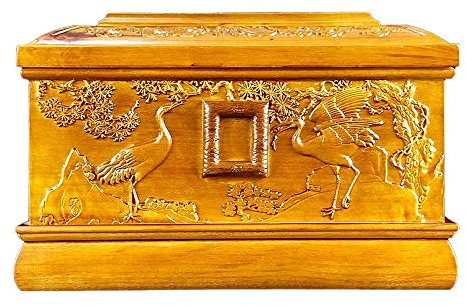BONOOL Gedenkurne mit handgraviertem Design „Baum des Lebens“, Urne für Erwachsene, Urnen für menschliche Asche, Erinnerungsbox für Immer (Golddraht Nanmu, 380 Kubikzoll)