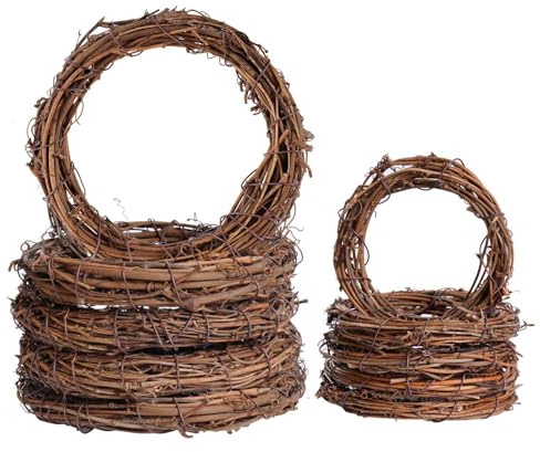 Weinreben-Kranz-Set, Marrywindix 10 Stück 2 Größen Natürlicher Weinzweig Kranz Weihnachten DIY Rattan Kranz Girlande für Weihnachten Urlaub Handwerk Hochzeit Dekor (10,2 cm & 15,2 cm)