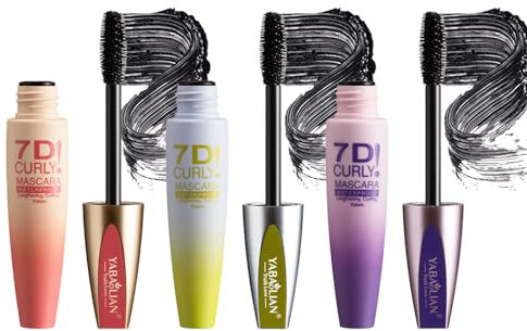 BeauFairy Wimperntusche Satz, 7D Schwarz Natur Mascara, 3 Stück, False Lash Effect für Länge Volumen, Kein Verklumpen, Kein Verschmieren Wasserfest, Definierend, Verlängernd mit Wimpernverlängerndem