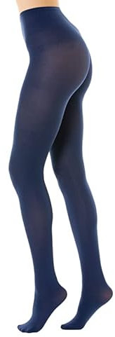 Gi&Gi 1274 Collants opaques d’hiver pour femme, en microfibre 3D, collants taille haute renforcés, 120 deniers, colorés, bleu nuit, L/XL