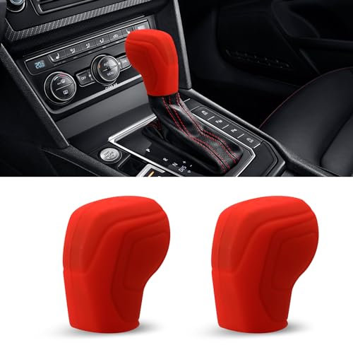 deemars 2PCS Cubierta de la Perilla del Cambio de Marcha del Coche, Auto Perilla de Engranprotector de la Barra, Universal Coche Interior Accesorios para la Mayoría de (K2-Rojo)