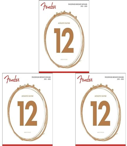 Fender 730060003 - Cuerdas guitarra 60L Phosphor Bronze Acoustic Strings - Light (Paquete de 3)