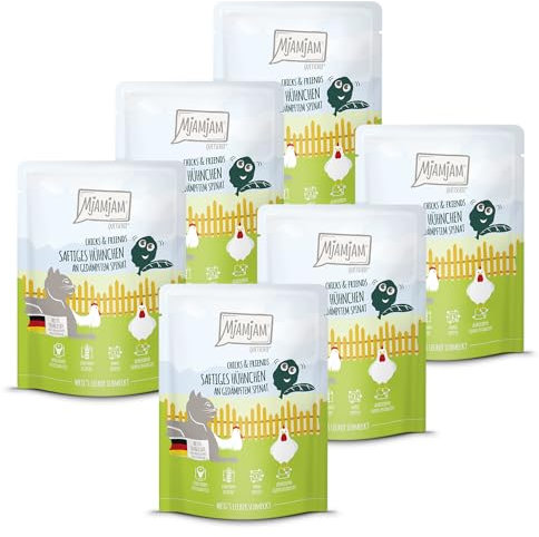 MjAMjAM - Quetschie - Chicks & Friends saftiges Hühnchen an gedämpftem Spinat 6 x 300g