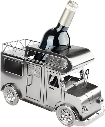 BRUBAKER Porte-Bouteille de Vin pour Camping-Car - Décoration en Métal - Cadeau pour Campeurs avec Carte de Voeux