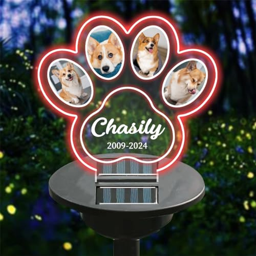 ALICESER Personalisiertes Foto-Solarlicht, Gartendekoration, individuelles Beileidsgeschenk, Friedhofsdekorationen für Grab, Beileidsgeschenk für Familienmitglieder (Stil 4)