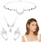 HIFOT 3Pcs Boho Mond Kopfkette Schmuck Damen Mädchen, Elfen Kopfschmuck Flügel Kristall Halskette Silber Ohren Haarschmuck Festival Accessoires Halloween Karneval Cosplay Fee Kostüm