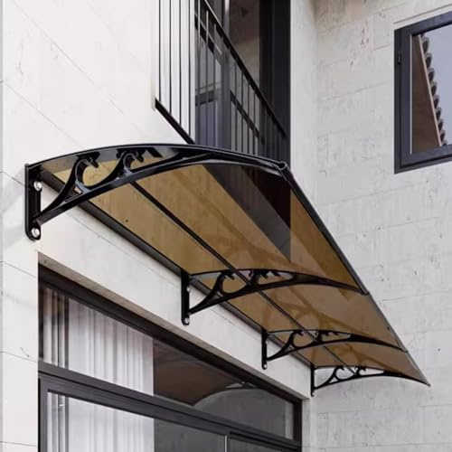 kufu01 Auvent de Porte Aluminium,Toit Marquise en Polycarbonate Protection UV Pluie Neige,Porte Résistante Toit Abri,Marquise Solaire Abri Banne,pour Garage,Balcon,Fenêtre,Maison (60x300cm/24 x118)