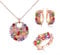 Baobei kaguyo Jewellery Set for Women - Rose Gold Plated Multicolor Zirconia Crystal Pendant Necklace Hoop Earrings with Adjustable open rings for Women and Girls Birthday Gifts (style B)