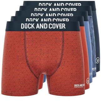 Duck and Cover - Mens 5 Pack Soft Cotton Boxers (Quenelly, Assorted, Small)