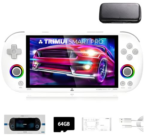 TRIMUI SMART PRO - Console da gioco portatile 64 G TF Card con 12,000 + giochi, schermo IPS da 4,96 pollici, Linux A133P Retro Arcade