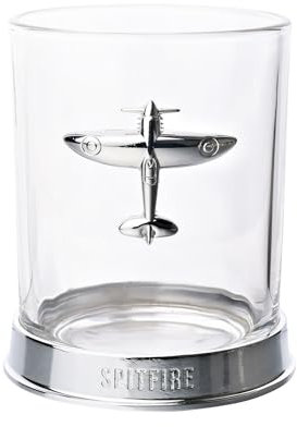 Officially Licensed Royal Air Force RAF Metal Whiskey Tumbler Glass - Spitfire - Engraved Base With Badge Drinking Glass - Lifestyle Accessory for Men, History & Aviation Fans - 330ml / 11.5oz.