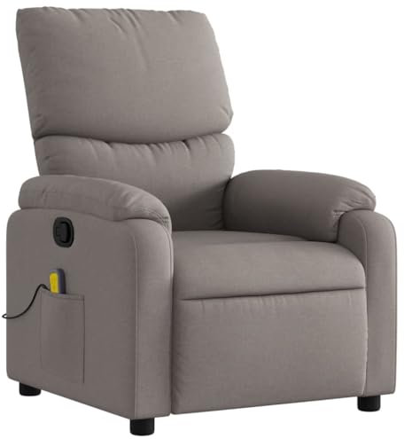 KOIECETA Massagesessel Sessel Verstellbare Rückenlehne Fernsehsessel Relaxsessel mit Vibrationsfunktion Liegesessel Polstersessel Ruhesessel Taupe Stoff
