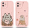 2 Stück Handyhülle für iPhone 13 6.1, Anime Cartoon Cute Katze Pusheen Cat Manga Muster mit Weich TPU Silikon Schutzhülle Kawaii Case Stoßfest Kratzfest Bumper Cover, Blätter