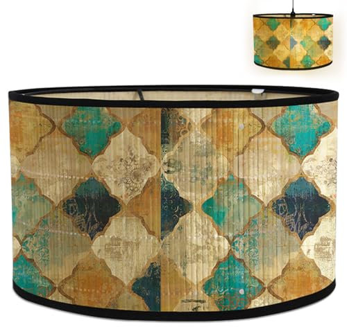 Yunlaishaocer Pantalla Lampara Mesa, 30x20CM Pantalla Lampara, Cubierta de Vintage Impresa Pantallas Lamparas Extraíble, adecuado para Lámparas de Escritorio, Lámparas de Noche, Candelabro(E)