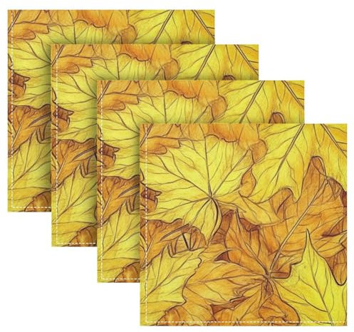 Dinner-Servietten, Motiv: Kanada, gelbes Ahornblatt, waschbar, wiederverwendbar, Polyester-Servietten, gestreift, Restaurant-Stoffservietten, Tischservietten, 4 Stück, 50,8 x 50,8 cm