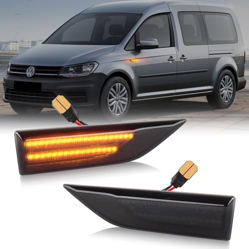 OZ-LAMPE LED Blinker Seitenblinker für VW Caddy T6 2015+, Blinker mit Canbus Fehlerfrei 2835 SMD, Schwarz, 2 Stück
