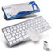 Clavier et Souris sans Fil, Bluetooth5.2+2,4 G Silencieux avec Récepteur Nano USB, Mini Clavier Ultra Fin sans Fil pour iPad, Mac, PC,Ordinateur Portable,Laptop,Tablette, US QWERTY, Argent Blanc