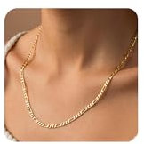Esrael Vergoldete Kette Damen 5mm Figaro Kette Gold Halskette Damen Edelstahl Gold Kette Frauen Halskette Schmuck Geschenke für Frauen 20 Zoll