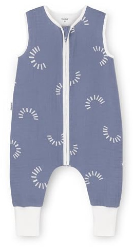 Ehrenkind® Baby Sommerschlafsack mit Füßen Musselin | aus weicher OEKO-TEX zertifizierter Bio-Baumwolle | Sommer Baby Schlafsack 1 TOG Gr. 100 Farbe Jeansblau Tropfen