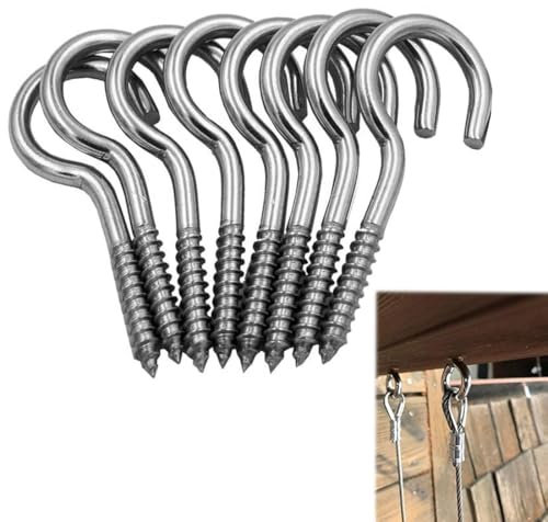 HABNI 8 Pièces Crochets à Visser,Crochets Muraux, Crochet à Visser, 10cm, Crochet a Visser Inox,crochets à vis de plafond,Crochet Vis pour Accrocher Tasses,Chapeaus, Lumières, Cordes, Plantes