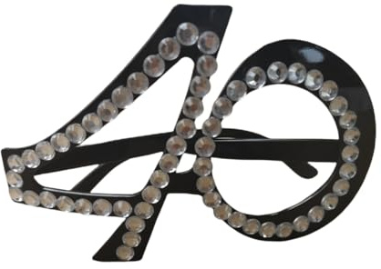 Bessy shop Geburtstagsbrille,Geburtstag Brille Zum 40,Glitter 3D Party Brille 40 Geburtstag Mit Rahmen Aus Strasssteinen Einzigartige Brille,Modische Brille,Unisex für Party Dekorationen Jahrestag