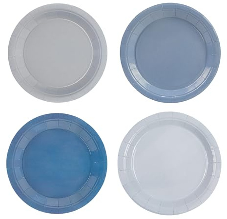 HiEnjoin 48 piatti di carta blu gradiente blu, 18 cm, piatti da dessert usa e getta per compleanni, matrimoni, baby shower, feste e altre occasioni, 4 colori
