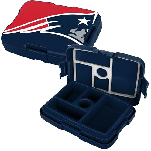 FOCO NFL Unisex-Adult Officially Licensed 2-Tone Big Logo Team Color Football Leak Proof 5 Compartment Bento Lunch Box - New England Patriots