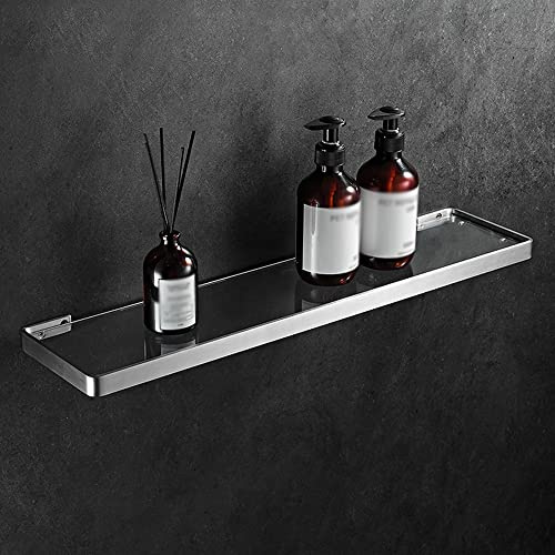 Porte-Serviettes, Étagère de Douche multifonctionnelle en Verre et Support Rangement for cosmétiques – Étagères flottantes for épices Cuisine Noir(Black,55Cm)