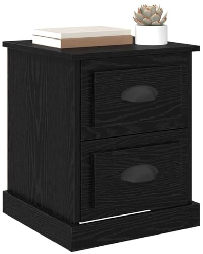 vidaXL Bedside Cabinet Black Oak 39 x 39 x 47.5 cm Engineered Wood, Bedroom Storage, Rustic Nightstand, Bedside Table, Compact Wooden Organizer, Simple Drawer Unit, Modern Room Accent