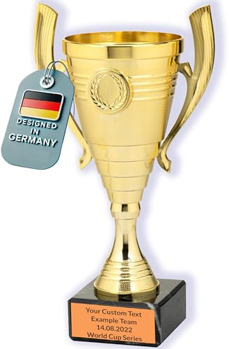 Larius Pokal (22cm, 415g) – Edle, universelle Trophäe mit Marmorsockel – Personalisierbar – Ideal für Sport, Schule, Wettbewerbe & Auszeichnungen – B3