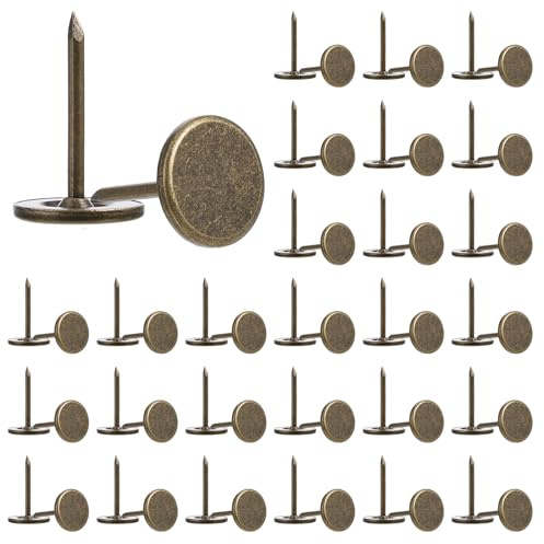 100 chinchetas de color bronce, clavos decorativos planos, clavos de tapicería para tablón de anuncios, chinchetas de aleación, para madera, tela, tapicería, fotomontajes y proyectos de bricolaje