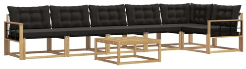 vidaXL Outdoor-Sofagarnitur 7 pcs Weiß und Schwarz 79 x 79 x 37 cm, Garten Sofa für draußen, modernes Lounge Set, langlebige Möbel für die Terrasse, bequemes Sitzen