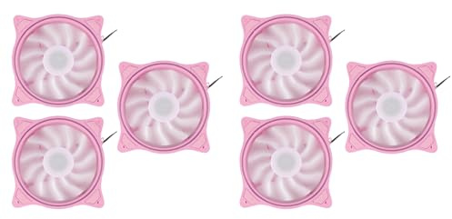 CTRLZS 4 Pin 120mm Cool Fan Pc Fans 3 Aperture Interntl External Pink LED Large Air Volume Silent Fan for Pc Cooling 6 Pack