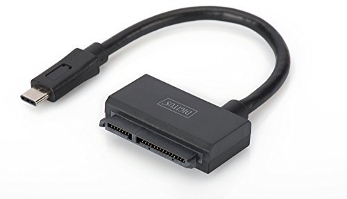 DIGITUS USB 3.1 Typ C (Gen 1) auf SATA 3 Adapterkabel für 2,5 SSDs/HDDs - bis zu 6 Gbit/s - bis zu 5 TB Speicherkapazität - unterstützt UASP - Plug&Play - Schwarz