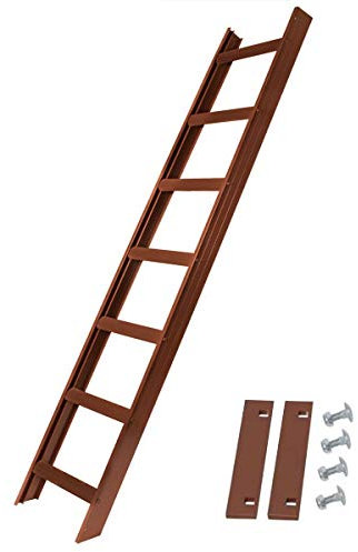 Alu Dachleiter Set Rotbraun, 3,92 m mit Dachhaken (15 mm, gekröpft für Holzbohlen) inklusive Auflageschutz und Aushebesicherung, Made in Germany, DEKRA geprüft