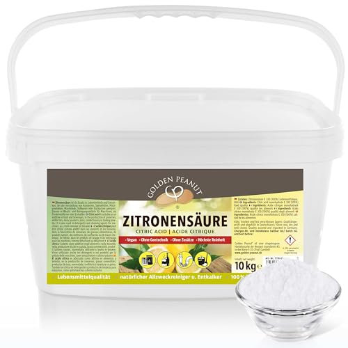 GOLDEN PEANUT Zitronensäure Pulver 10 kg E-330 reine Citronensäure, Lebensmittelqualität, natürlich reinigen entkalken