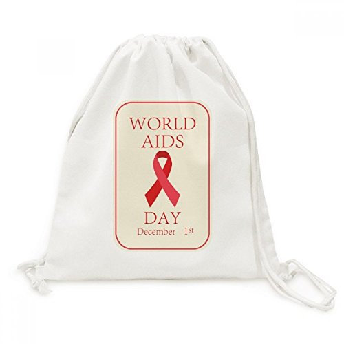 DIYthinker AIDS-Tag 1. Dezember Red Ribbon HIV Symbol Leinwand Rucksack-Reise Einkaufstaschen