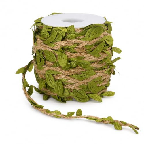 Tenn Well 66 Feet Burlap Leaf Ribbon, 5mm Natural Jute Twine Ribbon