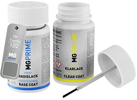 MG PRIME Autolack Lackstift Set für Toyota 1D2 Grey Metallic/Silbergrau Metallic Basislack Klarlack je 50ml