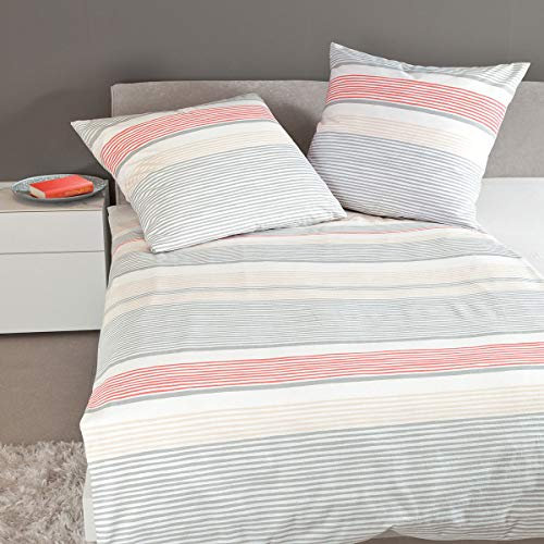Janine Design Biber Bettwäsche Davos 65045-01 Koralle 1 Bettbezug 135 x 200 cm + 1 Kissenbezug 80 x 80 cm