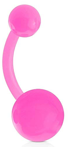 viva-adorno 1 Stück Bauchnabel Piercing Banane Acryl Kunststoff Kugeln Bananabell Z318, pink