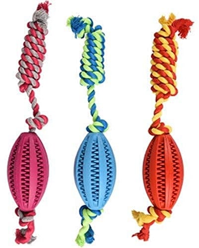 Flamingo DENTAL Gummi RUGBYBALL MIT Seil 11CM